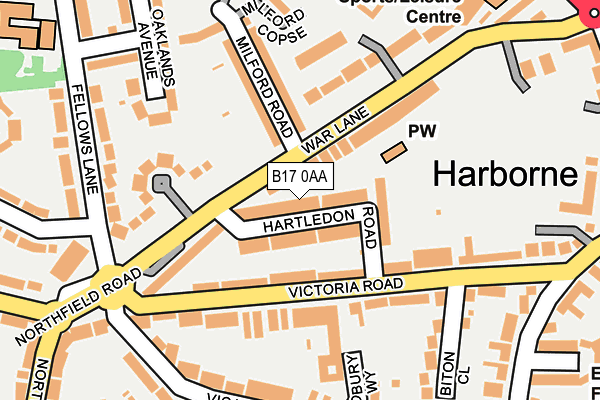 B17 0AA map - OS OpenMap – Local (Ordnance Survey)