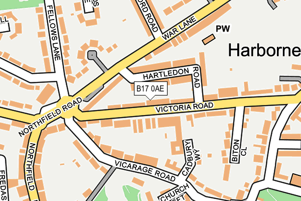B17 0AE map - OS OpenMap – Local (Ordnance Survey)
