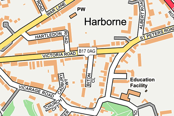 B17 0AG map - OS OpenMap – Local (Ordnance Survey)