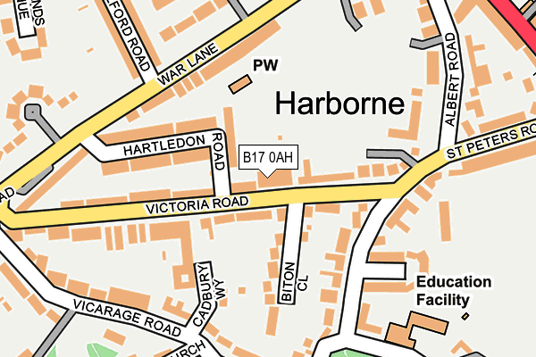 B17 0AH map - OS OpenMap – Local (Ordnance Survey)