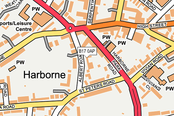 B17 0AP map - OS OpenMap – Local (Ordnance Survey)