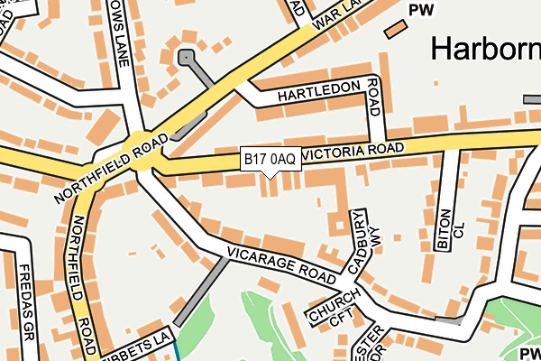 B17 0AQ map - OS OpenMap – Local (Ordnance Survey)