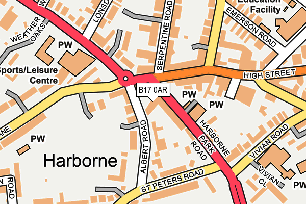 B17 0AR map - OS OpenMap – Local (Ordnance Survey)