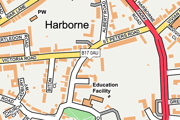 B17 0AU map - OS OpenMap – Local (Ordnance Survey)