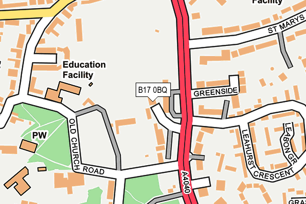 B17 0BQ map - OS OpenMap – Local (Ordnance Survey)