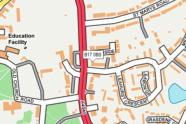 B17 0BS map - OS OpenMap – Local (Ordnance Survey)