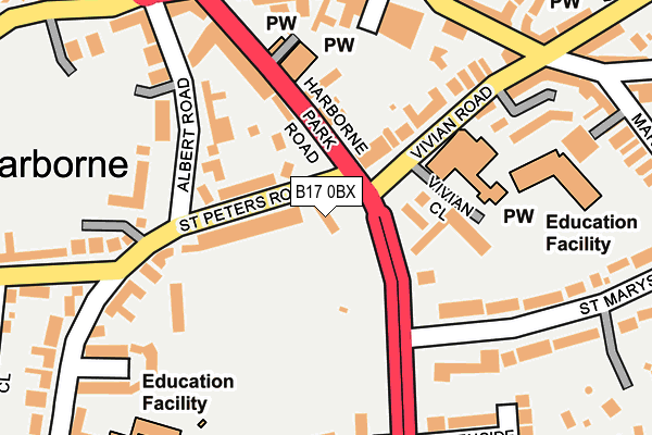 B17 0BX map - OS OpenMap – Local (Ordnance Survey)