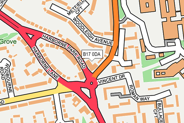 B17 0DA map - OS OpenMap – Local (Ordnance Survey)