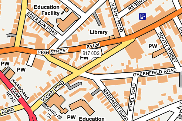 B17 0DS map - OS OpenMap – Local (Ordnance Survey)