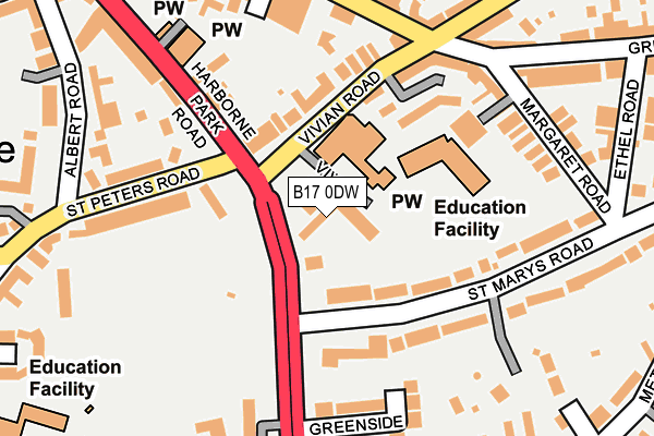 B17 0DW map - OS OpenMap – Local (Ordnance Survey)