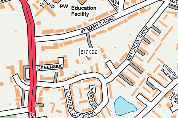 B17 0DZ map - OS OpenMap – Local (Ordnance Survey)