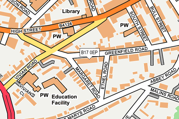 B17 0EP map - OS OpenMap – Local (Ordnance Survey)