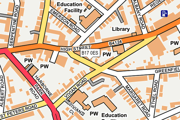 B17 0ES map - OS OpenMap – Local (Ordnance Survey)