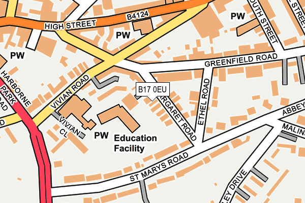 B17 0EU map - OS OpenMap – Local (Ordnance Survey)