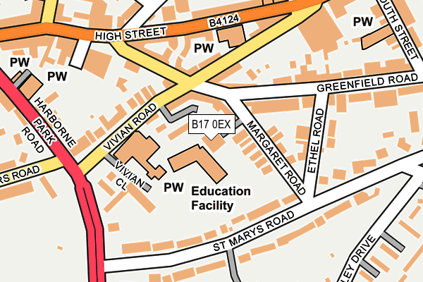 B17 0EX map - OS OpenMap – Local (Ordnance Survey)