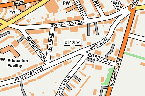 B17 0HW map - OS OpenMap – Local (Ordnance Survey)