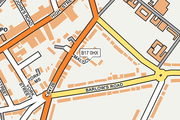 B17 0HX map - OS OpenMap – Local (Ordnance Survey)