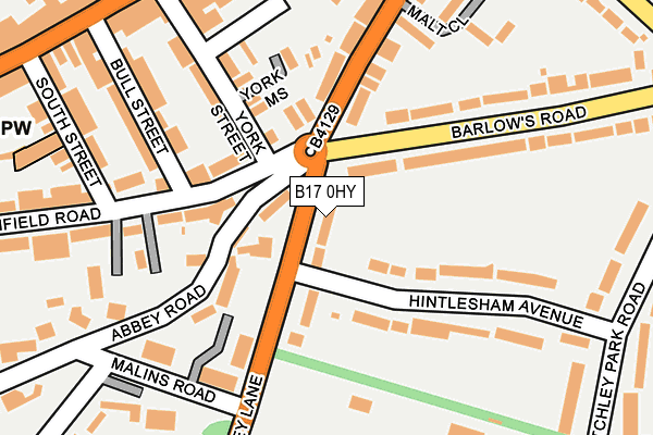 B17 0HY map - OS OpenMap – Local (Ordnance Survey)