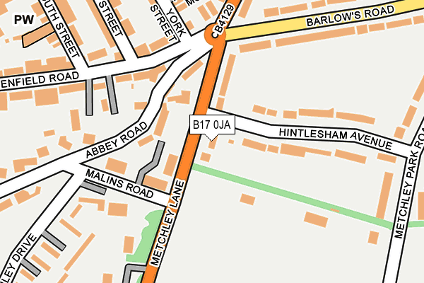 B17 0JA map - OS OpenMap – Local (Ordnance Survey)