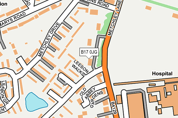 B17 0JG map - OS OpenMap – Local (Ordnance Survey)