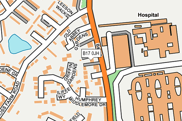 B17 0JH map - OS OpenMap – Local (Ordnance Survey)
