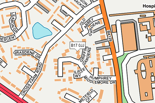 B17 0JJ map - OS OpenMap – Local (Ordnance Survey)