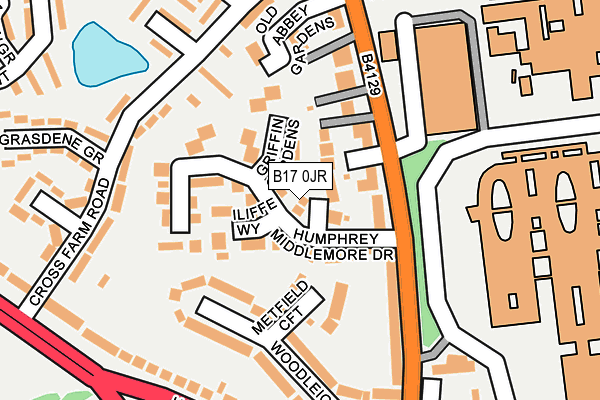 B17 0JR map - OS OpenMap – Local (Ordnance Survey)