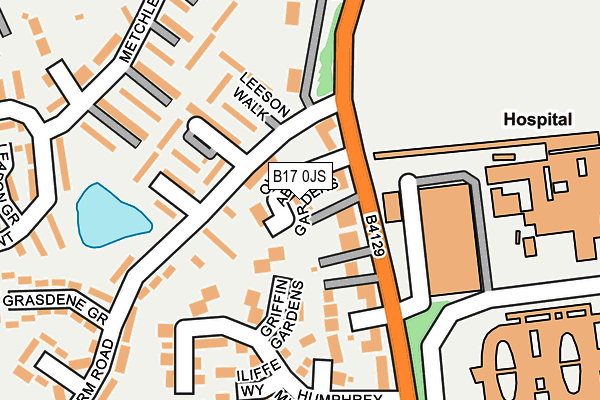 B17 0JS map - OS OpenMap – Local (Ordnance Survey)