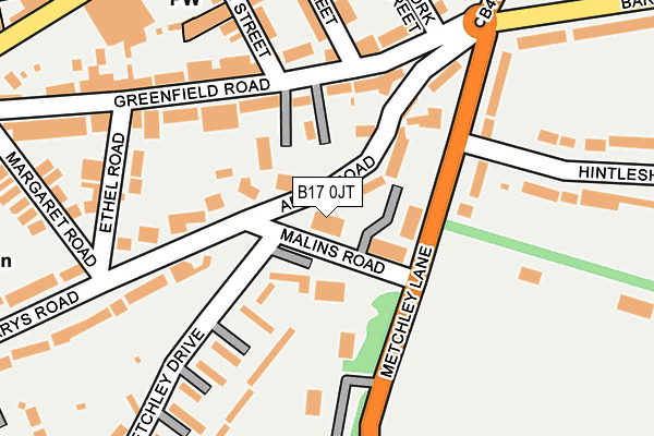 B17 0JT map - OS OpenMap – Local (Ordnance Survey)