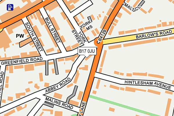 B17 0JU map - OS OpenMap – Local (Ordnance Survey)
