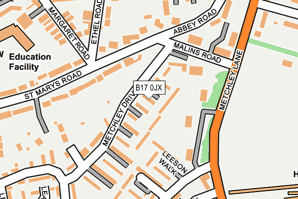 B17 0JX map - OS OpenMap – Local (Ordnance Survey)