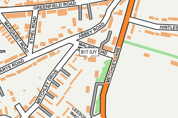 B17 0JY map - OS OpenMap – Local (Ordnance Survey)