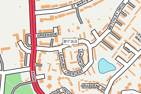 B17 0LG map - OS OpenMap – Local (Ordnance Survey)