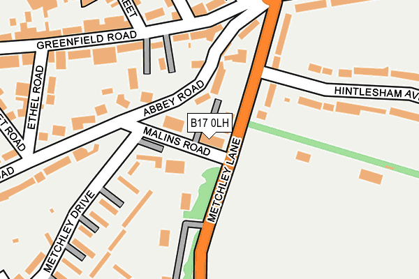 B17 0LH map - OS OpenMap – Local (Ordnance Survey)