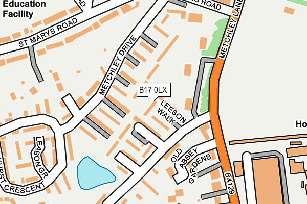B17 0LX map - OS OpenMap – Local (Ordnance Survey)