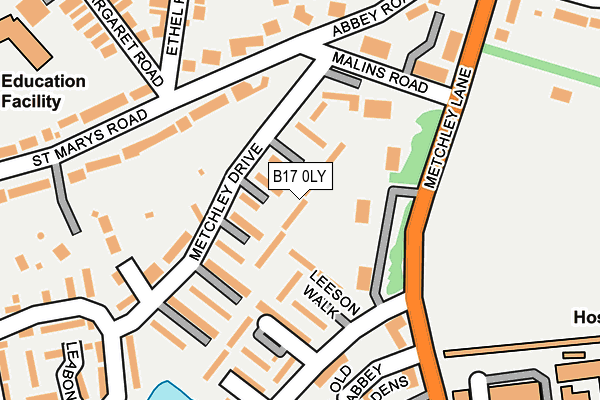 B17 0LY map - OS OpenMap – Local (Ordnance Survey)