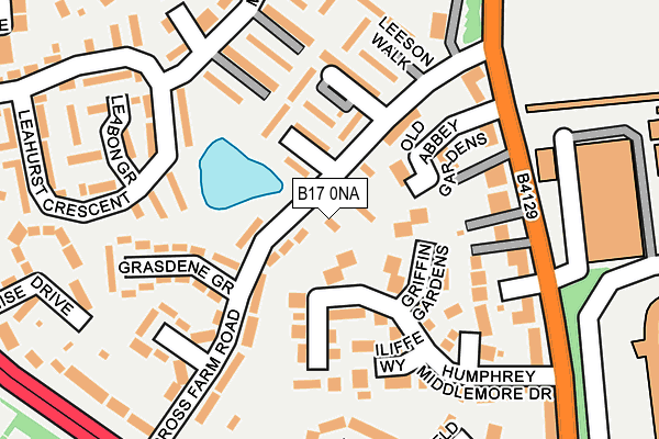 B17 0NA map - OS OpenMap – Local (Ordnance Survey)
