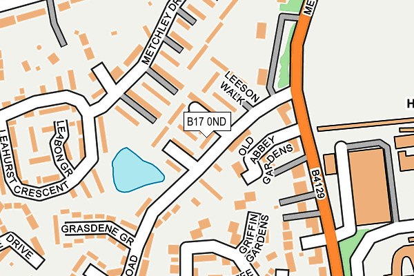 B17 0ND map - OS OpenMap – Local (Ordnance Survey)