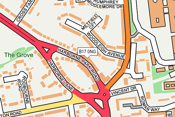 B17 0NG map - OS OpenMap – Local (Ordnance Survey)