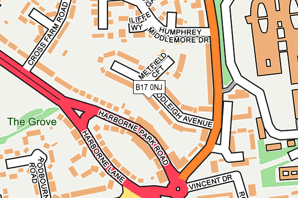 B17 0NJ map - OS OpenMap – Local (Ordnance Survey)