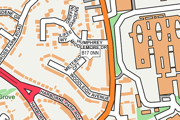 B17 0NN map - OS OpenMap – Local (Ordnance Survey)