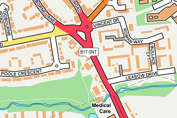 B17 0NT map - OS OpenMap – Local (Ordnance Survey)