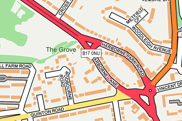 B17 0NU map - OS OpenMap – Local (Ordnance Survey)