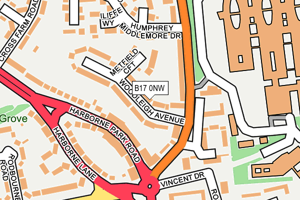B17 0NW map - OS OpenMap – Local (Ordnance Survey)