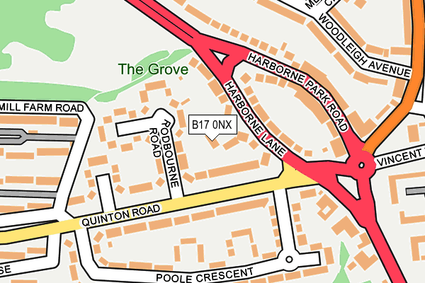 B17 0NX map - OS OpenMap – Local (Ordnance Survey)