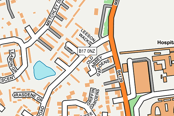 B17 0NZ map - OS OpenMap – Local (Ordnance Survey)