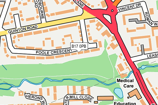 B17 0PB map - OS OpenMap – Local (Ordnance Survey)