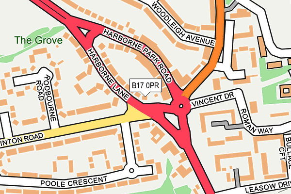 B17 0PR map - OS OpenMap – Local (Ordnance Survey)