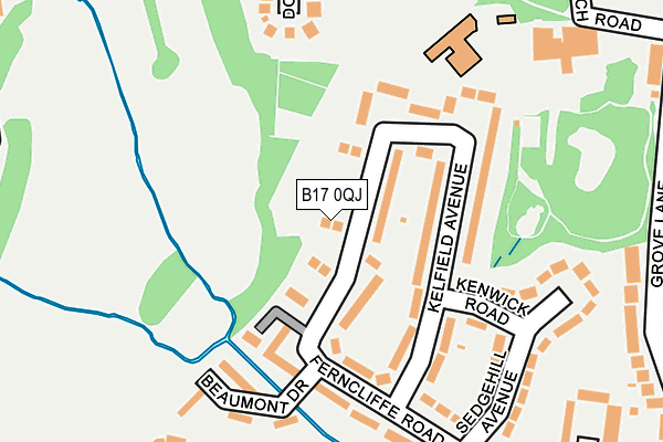 B17 0QJ map - OS OpenMap – Local (Ordnance Survey)