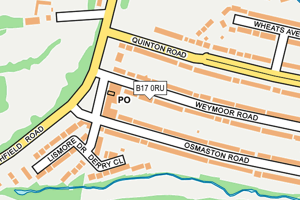 B17 0RU map - OS OpenMap – Local (Ordnance Survey)